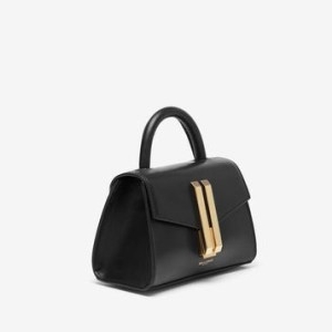DEMELLIER The Nano Montreal in black smooth leather ~ chic top handle bags ~ structured crossbody ~ micro handbags