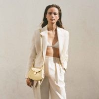 DEMELLIER The Mini Lausanne in buttermilk small grain leather ~ luxe curved saddle shaped handbags ~ chic crossbody ~ small luxury shoulder bags