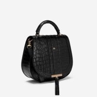 DEMELLIER The Midi Venice in black croc-effect ~ chic cross body bags ~ top handle handbags
