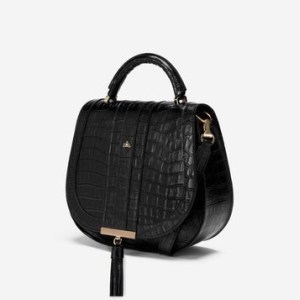 DEMELLIER The Midi Venice in black croc-effect ~ chic cross body bags ~ top handle handbags - flipped