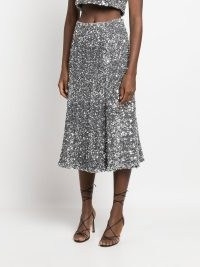 Dorothee Schumacher sequin-embellished midi skirt in silver-tone | women’s sequinned skirts