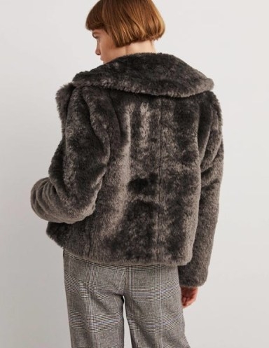 Boden Faux Fur Jacket in Chocolate / women’s glamorous winter jackets - flipped