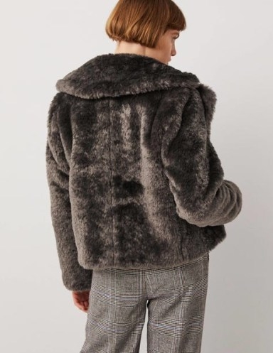 Boden Faux Fur Jacket in Chocolate / women’s glamorous winter jackets