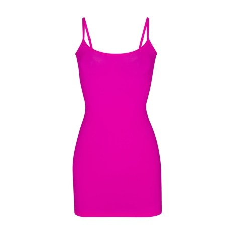 SKIMS FITS EVERYBODY SLIP DRESS FUCHSIA ~ hot pink form fitting cami strap mini dresses - flipped