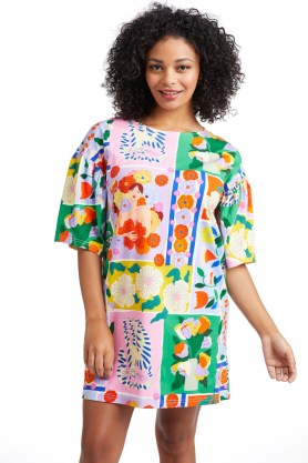 Gorman x Agathe Singer Gallery Tee Dress / printed organic cotton T-shirt dresses / women’s floral fashion / mixed prints - flipped
