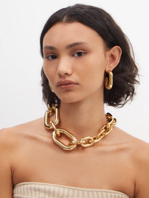 PACO RABANNE XL chain-link asymmetric necklace – chunky asymmetrical necklaces – women’s statement jewellery – matchesfashion - flipped