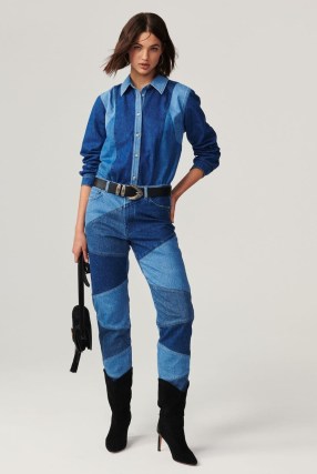 ba&sh diva jean | women’s tonal blue patchwork jeans | denim fashion