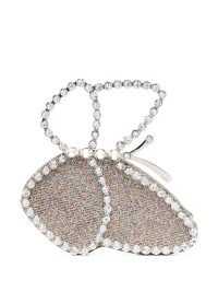 L’Alingi Butterfly crystal clutch in silver – glittering occasion bags in the shape of butterflies – luxe insect themed evening handbags