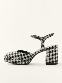 Reformation Marisol Platform Heel Black / White Tweed | retro checked textured block heel platforms