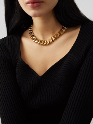 FALLON Ruth 18kt gold-plated curb-chain necklace – women’s chunky chain necklaces – statament jewellery – matchesfashion