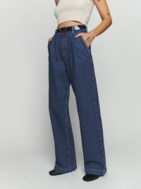 Reformation Montauk Pleated High Rise Jeans in June | women’s stylish blue denim clothing