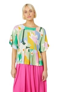 gorman Myrtle Magic Top / abstract floral tiered hem tops