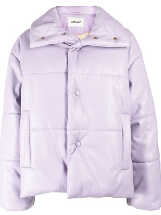 Nanushka high-neck puffer jacket in lilac purple ~ women’s padded winter jackets ~ womens sustainable fashion - flipped