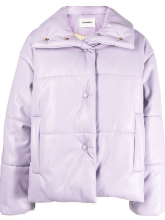Nanushka high-neck puffer jacket in lilac purple ~ women’s padded winter jackets ~ womens sustainable fashion