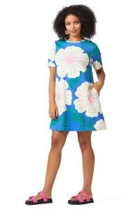 gorman Petal Power Jersey Dress in Blue / bold floral print shift dresses