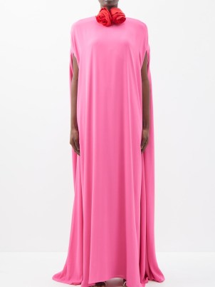 BERNADETTE Eleonore crepe cape dress in pink – fluid floor length occasion dresses – matchesfashion event clothes