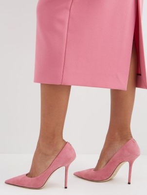 JIMMY CHOO Love 100 suede pumps in pink – designer court shoes – high heel courts in pastel shades – matchesfashion
