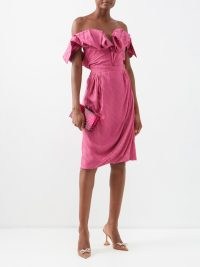 VIVIENNE WESTWOOD Stripe-jacquard draped skirt in pink – designer occasion skirts – matchesfashion