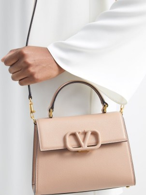 VALENTINO GARAVANI VSling leather top-handle bag in pink – chic little handbags - flipped