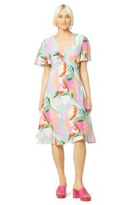 gorman Protea Sage Dress – pretty printed short sleeve empire waist dresses – women’s lightweight floaty fashion – abstract floral prints