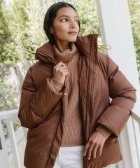 JENNI KAYNE Puffer Jacket in Copper ~ women’s brown padded jackets ~ womens casual hooded winter coats