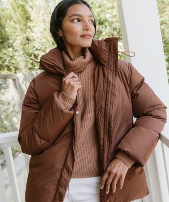 JENNI KAYNE Puffer Jacket in Copper ~ women’s brown padded jackets ~ womens casual hooded winter coats