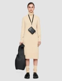 JOSEPH Pure Cashmere Dress in Marzipan | luxe soft feel high neck sweater dresses