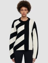 JOSEPH Graphic Knit Jumper in Black Combo | women’s monochrome block print relaxed fit jumpers