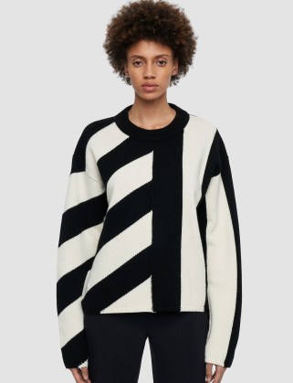 JOSEPH Graphic Knit Jumper in Black Combo | women’s monochrome block print relaxed fit jumpers
