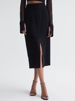 REISS LUCILLE PENCIL SKIRT BLACK ~ evening wardrobe essentials ~ classic style midi skirts - flipped
