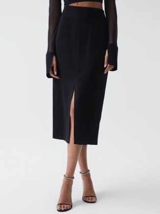REISS LUCILLE PENCIL SKIRT BLACK ~ evening wardrobe essentials ~ classic style midi skirts