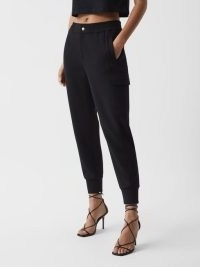 REISS MILLY TECHNICAL JOGGERS BLACK ~ chic jogging bottoms ~ sports luxe trousers