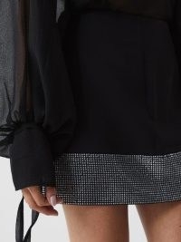 REISS SELINE EMBELLISHED MINI SKIRT BLACK – crystal hem evening skirts – glamorous party clothes – occasion glamour