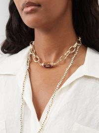MARIE LICHTENBERG Believe diamond & 18kt gold locket necklace – women’s luxe chunky chain necklaces – womens fine jewellery – matchesfashion