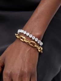 FALLON Heart crystal bracelet ~ women’s silver tone metal tennis bracelets with crystals ~ matchesfashion