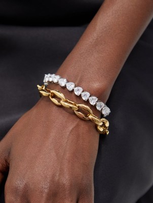 FALLON Heart crystal bracelet ~ women’s silver tone metal tennis bracelets with crystals ~ matchesfashion