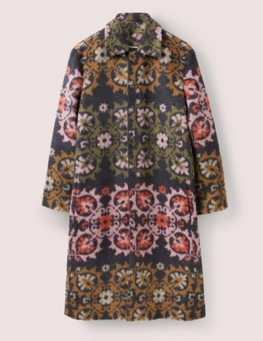 Boden Textured Wool Coat in Wow Jacquard / women’s floral winter coats - flipped