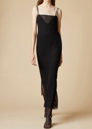 KHAITE THE ALLEGRA SLIP DRESS in Black | elegant cami strap evening dresses | chic silk chiffon occasion fashion