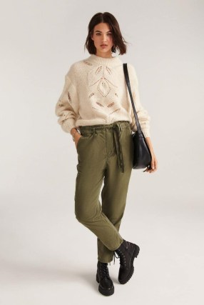 ba&sh phil trousers in green ~ women’s khaki slim relaxed fit pants ~ casual fashion ~ weekend style ~ tencel / cotton mix - flipped