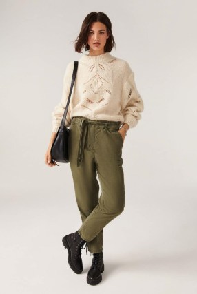 ba&sh phil trousers in green ~ women’s khaki slim relaxed fit pants ~ casual fashion ~ weekend style ~ tencel / cotton mix