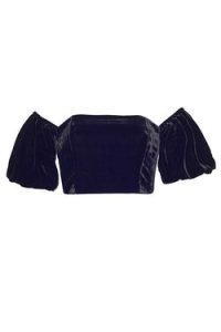 Cara Cara New York Wethersfield Top in Black Velvet – cropped off the shoulder tops – bardot neckline evening fashion