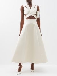 EMILIA WICKSTEAD Jax cutout-waist duchess-satin gown in ivory – sleeveless fit and flare cut out gowns – MATCHESFASHION women’s occasion dresses