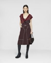 STELLA MCCARTNEY Cotton Twill A-Line Midi Skirt in aubergine | luxe Western inspired skirts | deep Autumn colours