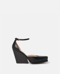 STELLA MCCARTNEY Cowboy Pumps in Black – faux leather ankle strap shoes – chunky cuban heels
