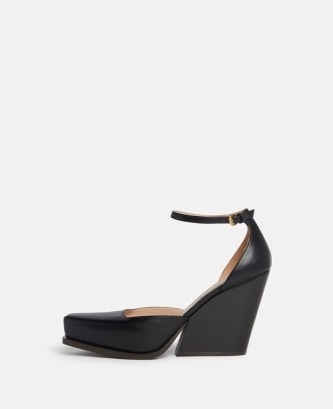 STELLA MCCARTNEY Cowboy Pumps in Black – faux leather ankle strap shoes – chunky cuban heels - flipped