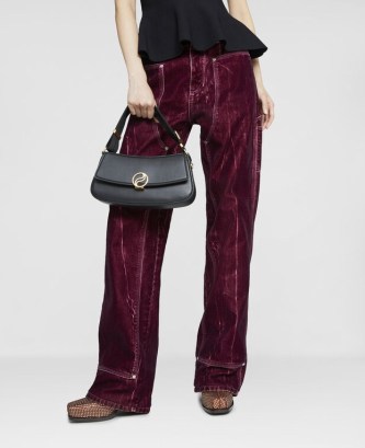 STELLA MCCARTNEY Straight Leg Velvet Jeans in Aubergine | women’s luxe casual trousers | organic cotton blend flocked denim fashion - flipped