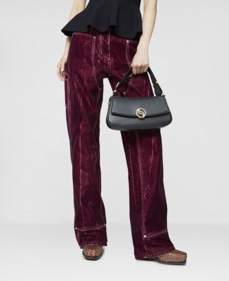 STELLA MCCARTNEY Straight Leg Velvet Jeans in Aubergine | women’s luxe casual trousers | organic cotton blend flocked denim fashion