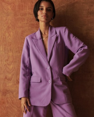 Abercrombie & Fitch Single-Breasted Boyfriend Blazer in Purple – luxe style blazers ~ women’s jackets for trouser suits