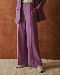 Abercrombie & Fitch Tailored Ultra Wide Leg Pants in Purple – women’s menswear style trousers – womens trouser suits