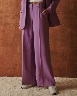 Abercrombie & Fitch Tailored Ultra Wide Leg Pants in Purple – women’s menswear style trousers – womens trouser suits
